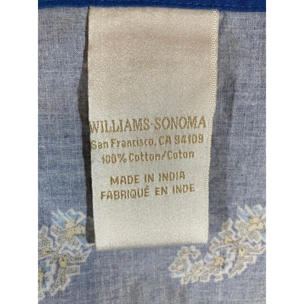 Williams Sonoma Paisley Floral Blue Yellow Set of 2 Cotton‎ Napkins 20x20in